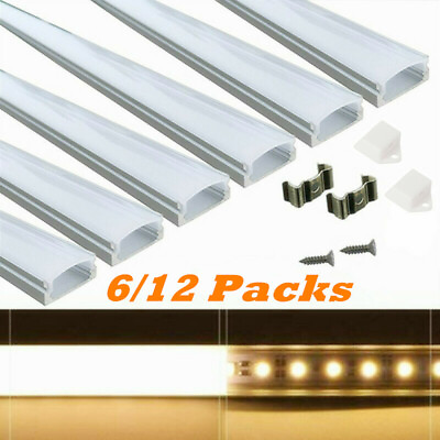 #ad 6 12Packs LED Strip Light Channel 1M each Aluminum Profile Channel Holder U Type