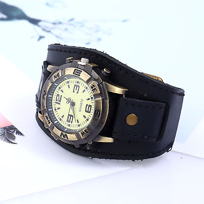#ad Quartz Watch Round Dial Stylish Faux Leather Quartz Wristwatch Jewelry Accessory