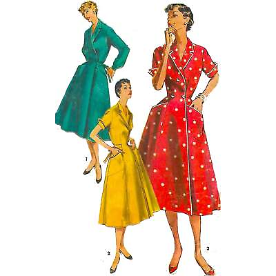 #ad 50s Pattern – Wrap Around Tie Dress Handy Pockets Bust=36” 91.4cm