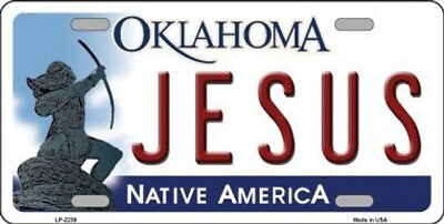 #ad Jesus Oklahoma Novelty Metal License Plate Jesus Oklahoma Novelty Metal License
