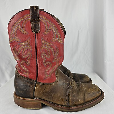 #ad Double H Boot Mens Square Toe Red ICE Roper Cowboy Boot Western DH3556 Sz 9.5 EE