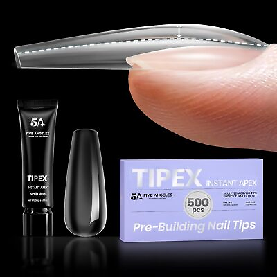 #ad Tipex Instant Apex Gel Nail Tips Kit500Pcs Acrylic Full Cover Long Coffin Na...