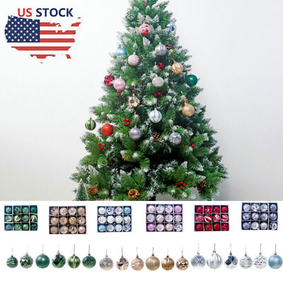 #ad 12Pcs Christmas Glitter Balls Ornaments Xmas Tree Ball Hanging Party Decoration