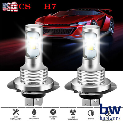 #ad 2X H7 LED Headlight Bulbs Kit High Low Beam Super Bright White Lights 6500K