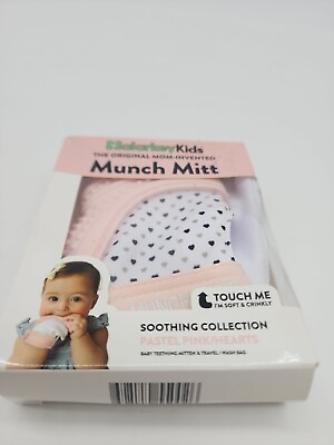 #ad Malarkey Kids Munch Mitt Teether Teething Mitten Pastel PINK w Travel Bag NEW