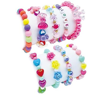 #ad 9 PCS Cute Kids Bracelets for Girls Pink Beaded Bracelets Little Princess