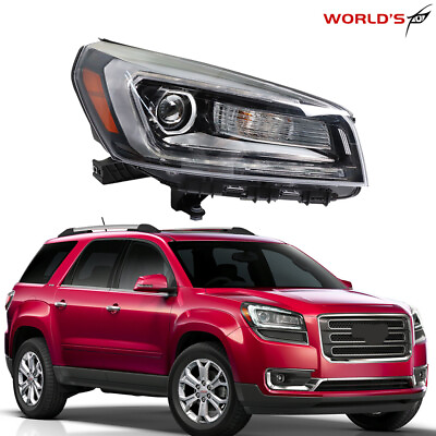 #ad For 2013 16 GMC Acadia Projector Headlight Halogen w LED Tube Black Right Side