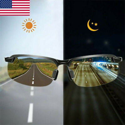 #ad Men Photochromic Polarized Sunglasses Transition Lens Driving UV400 Glasses USA