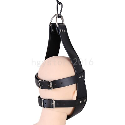 #ad Adjustable Suspension Head Harness Bondage Restraints Slave BDSM Face Hood