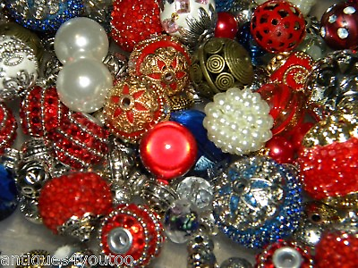 #ad NEW 20 pc Jesse James Beads RED WHITE BLUE MIXED RANDOM Picked Lot