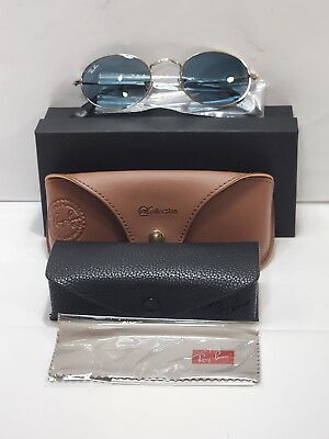 #ad RAY BAN Sunglasses with Case and Care Kit Standard Size Silver amp; Blue NEW