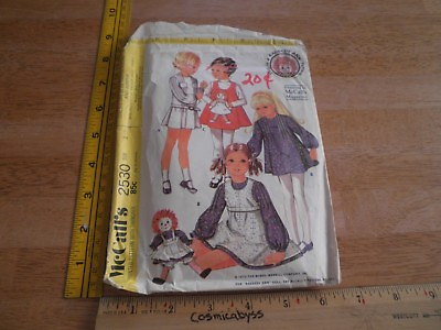 #ad Raggedy Ann size 2 Jumper McCalls 2530 sewing patterns 1970s