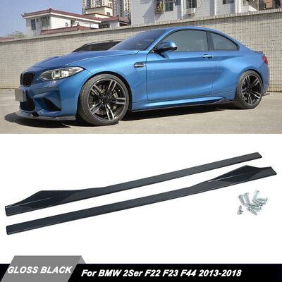 #ad FOR BMW 2 SERIES 2014 2020 F22 F23 F44 SIDE SKIRTS EXTENSION BLADES GLOSSY BLACK $115.89