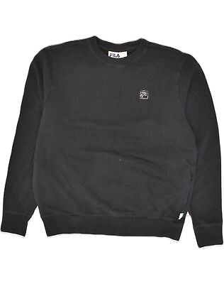 #ad FILA Mens Sweatshirt Jumper Medium Black Cotton AD09