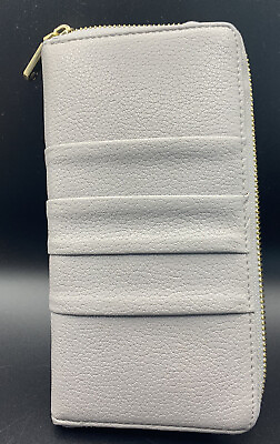 #ad Saffiano Leather Zippered Woman#x27;s Wallet Gray Change Zipper Inside Card Holder￼
