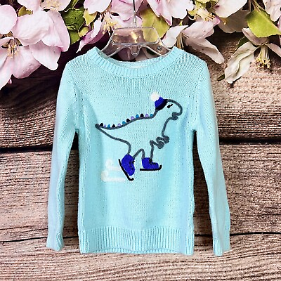#ad Cat amp; Jack Toddler Boys Cotton Blue Knitted Dinosaur Embroidered Sweater