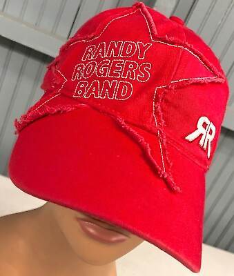 #ad Randy Rogers Texas Band Red Retro Distressed Adjustable Baseball Cap Hat