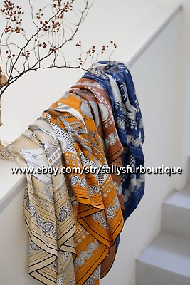 #ad Sallys Boutique 16 Momme Twill Silk Wrap Scarf Aztec Print Square Shawl 35quot; $39.99