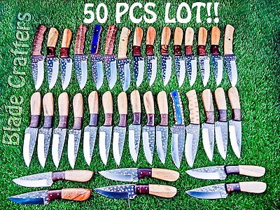 #ad 50 PCS LOT HAND FORGED RAILROAD SPIKE CARBON STEEL BLADE SKINNER HUNTING KNIVES $245.99