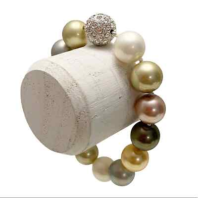 #ad Multicolored chunky glass faux pearl bracelet Statement Iris Apfel