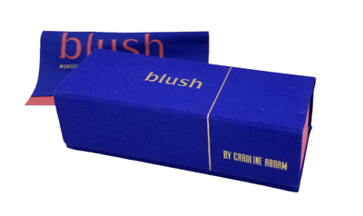#ad blush by caroline abram Eyeglasses Case Hard Blue Rectangle Collapsable w Cloth