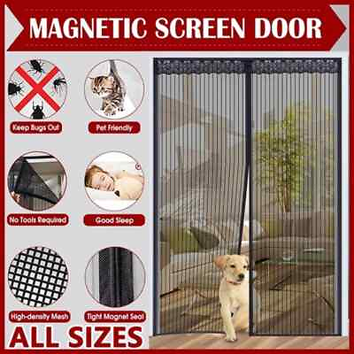 #ad Magnetic Screen Door Mesh Curtain Durable Heavy Duty Mosquito Net Bug Hands Free