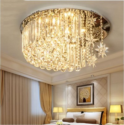 #ad Star Moon Crystal bedroom LED ceiling lamp simple dining room round child light