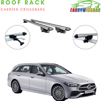 #ad Fits Mercedes C Class Estate S206 2021 2024 Roof Rack Cross Bars Silver Color