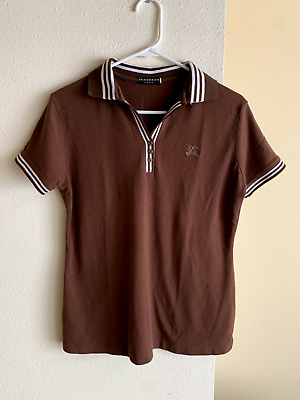 #ad Burberry Womens Brown Short Sleeve Polo M US 9 UK 11