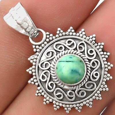 #ad Filigree Natural Turquoise Magnesite 925 Sterling Silver Pendant Jewelry P 1214