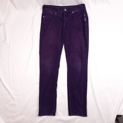 #ad Silver Jeans Women#x27;s Suki Skinny Corduroy Pants Purple 28 x 31