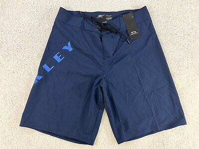 #ad Oakley 20quot; Cut Logo Board Shorts Mens Size 30 Beach Surf Fathom Navy Blue New