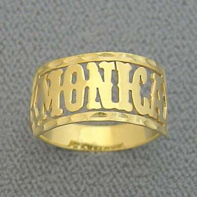 #ad Fine Solid Metal Women#x27;s Custom Name Ring 14k Yellow Gold Plated 925 Silver
