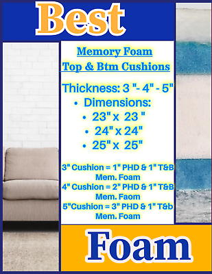 #ad The Best Foam Upholstery High Density Core Memory Foam Top amp; Btm Seat Cush.