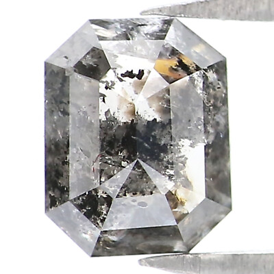 #ad Natural Loose Emerald Diamond Black Grey Color 0.84 CT 6.04 MM Rose Cut L2165