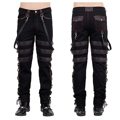 #ad WW Goth Mens Steampunk Pants Black Gothic Vintage Cotton Gens Trouser Pant