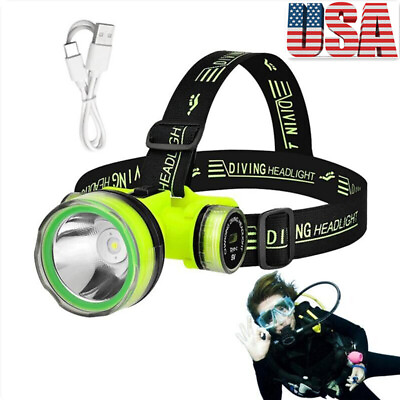 #ad Portable Rechargeable Diving Headlight 350m Underwater Headlamp Built in Battery