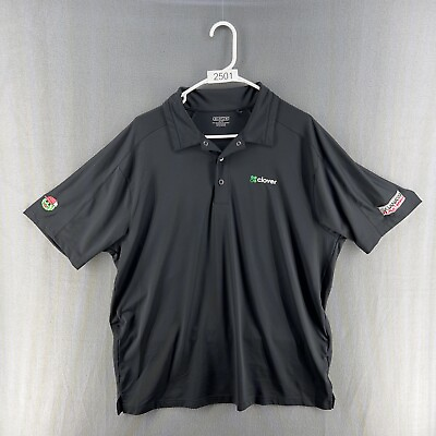 #ad Ogio Solid Black 90% Polyester 10% Spandex S S Polo Shirt Sz. XL Logos