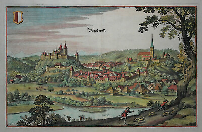 #ad Burgdorf Be Burgdorff Merian Original City View Um 1650 Switzerland