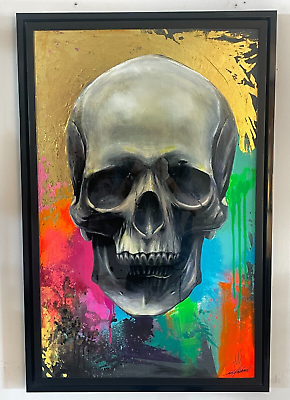 #ad Adi Michael Original hand painted with acrylics and spray quot; Skull quot;
