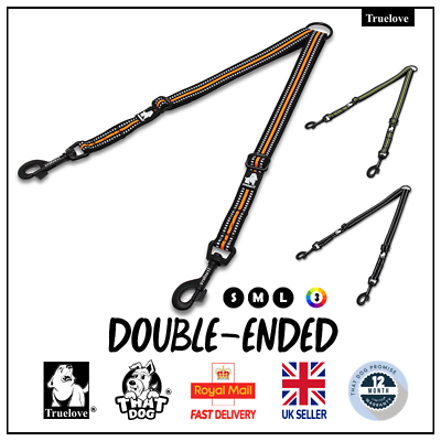 #ad Double Leash Lead Extension Extender Dog Splitter Coupler Truelove Twin S M L GBP 7.99