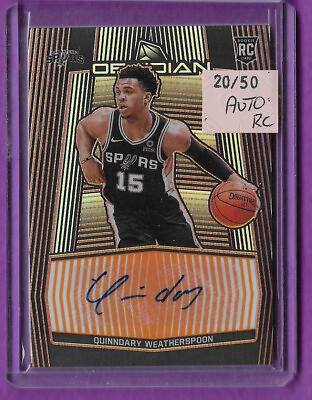 #ad 2019 20 Obsidian Etch Orange Auto 50 RC Quinndary Weatherspoon Rookie Spurs D