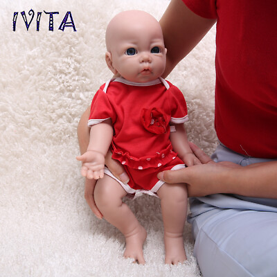 #ad IVITA 17#x27;#x27; Soft Silicone Reborn Baby Doll Realistic Girl Fullbody Silicone Doll