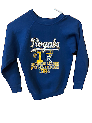 #ad Kansas City Royals Baseball 1984 Vintage World Series Blue Sweatshirt Small Kids