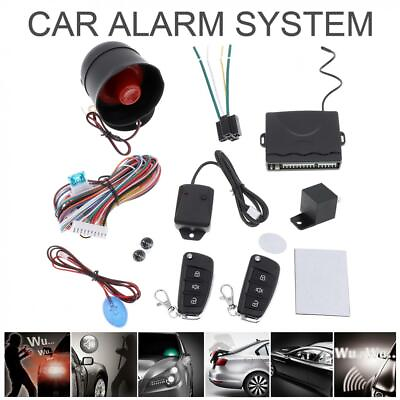 #ad CAR ALARM SECURITY SYSTEM WITH KEYLESS ENTRY START REMOTE KEY FOB SIREN