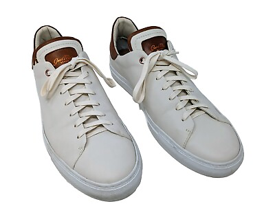 #ad Mens Good Man Sneakers Leather Low White Made Italy Shoes Size 13
