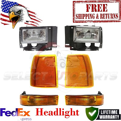 #ad New Ford Headlight Kit For 89 92 Ranger Left Right With bulbs Below set 6pc