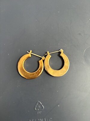 #ad Gold Toned Hoop Earrings Medium Size