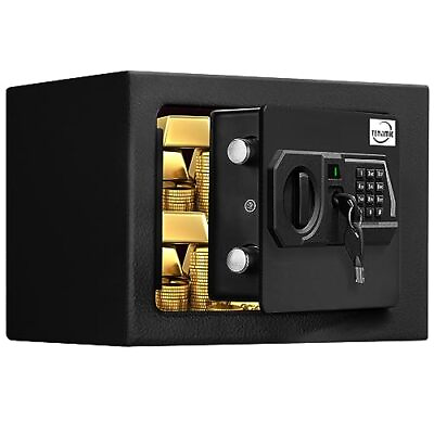 #ad Safe Box 0.23 Cubic Feet Electronic Digital Security Box Keypad Lock Box Cab...