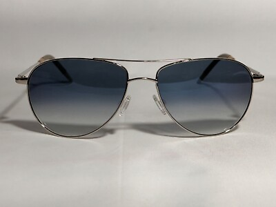 #ad Oliver Peoples Benedict Aviator Sunglasses Silver Chrome Sapphire Photochromic